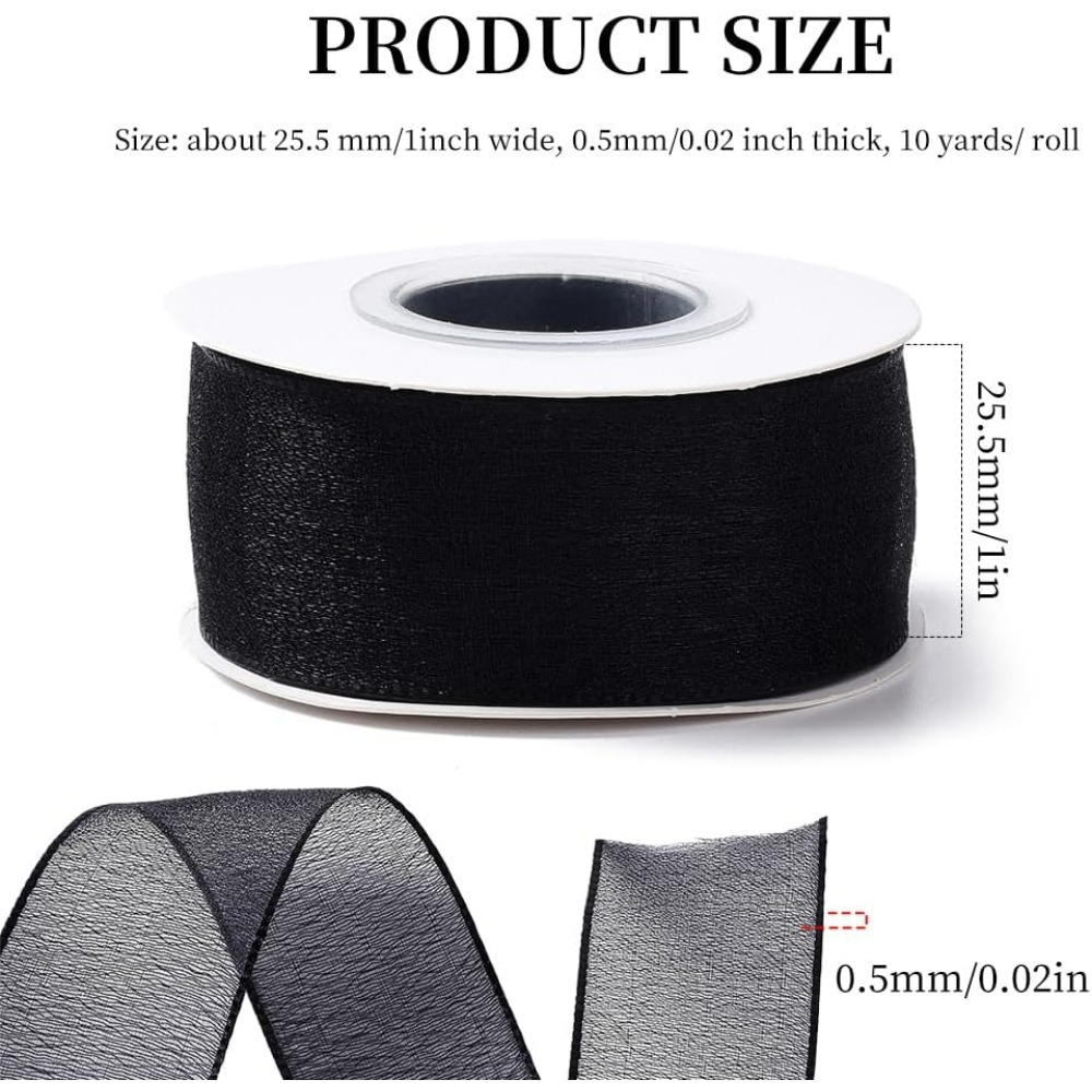 1Inch Black Organza Ribbon Wir - Organza Ribbon Spool ulasan dan harga