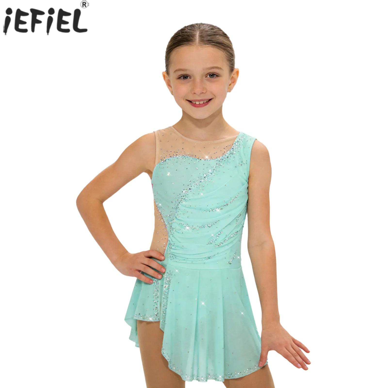 Kids Girls Figure Ice Skating  - Rhinestone Banding Trim ulasan dan harga