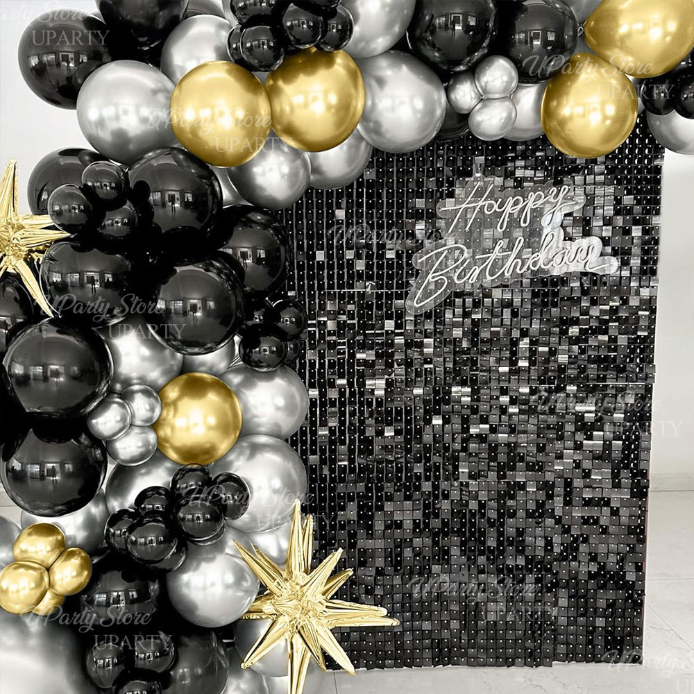 Black Shimmer Wall Backdrop 12 - Sequin Fabric Panel ulasan dan harga