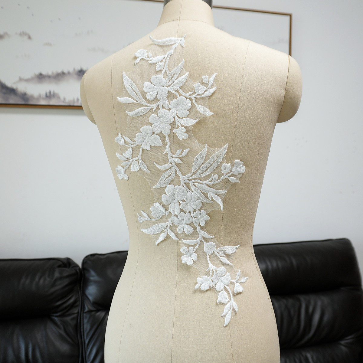 White Floral Leaf Sequins Appl - Embellish Craft ulasan dan harga